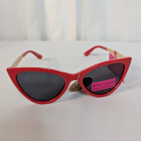 Betsey Johnson Spice Of Life Sunglasses Cat Eye Red Faux Pearl NWT main image 8